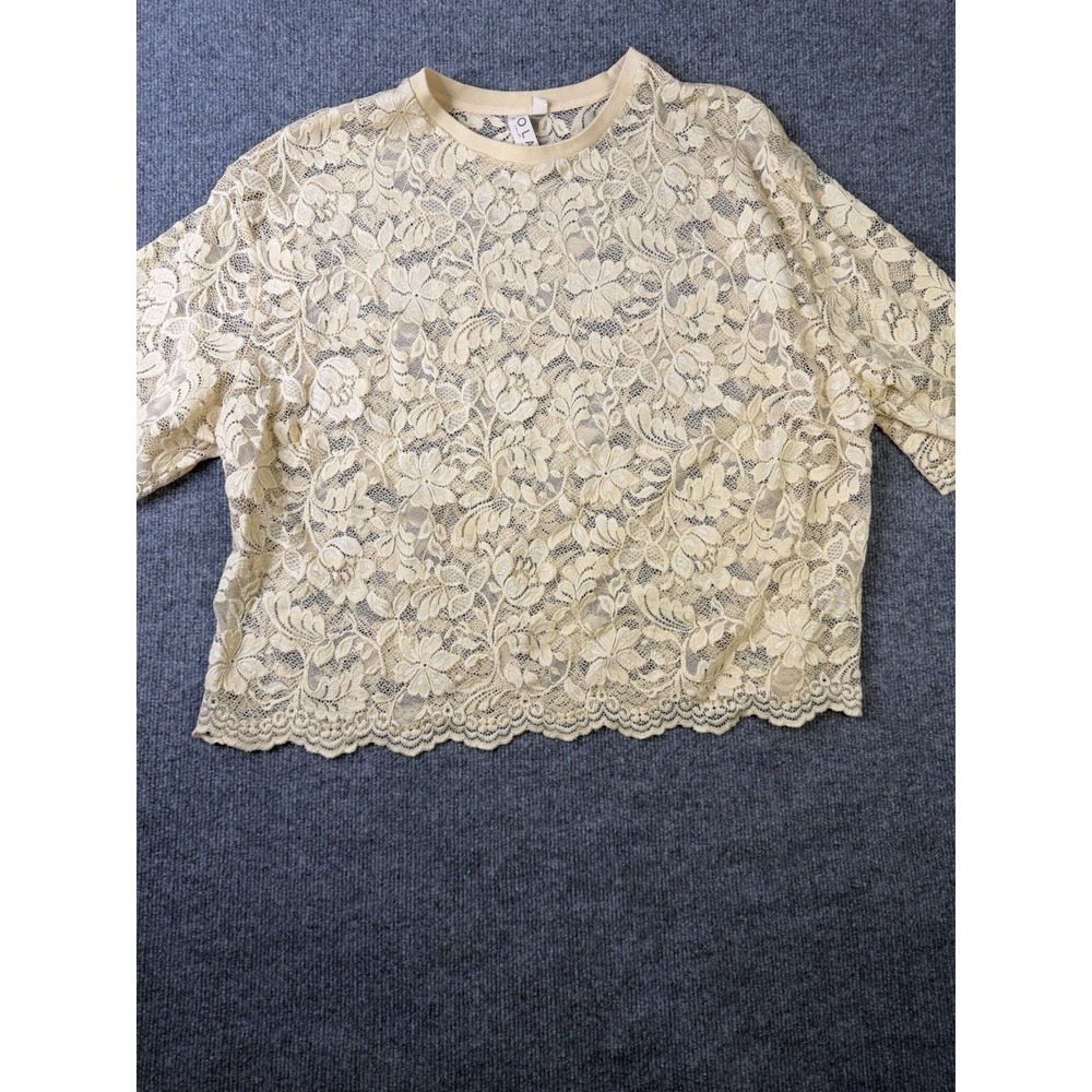 Dolan Coast Collection Lace‎ Top 2X Cream Floral Short Sleeve Blouse
